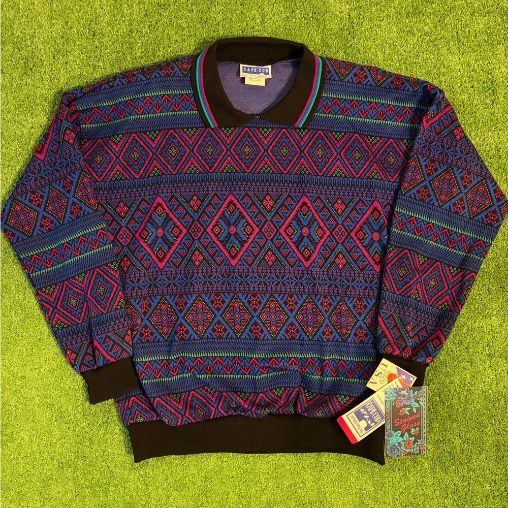 NWT Vintage Cape Cod Sportswear Geometric Sweater - Picture 1 of 5